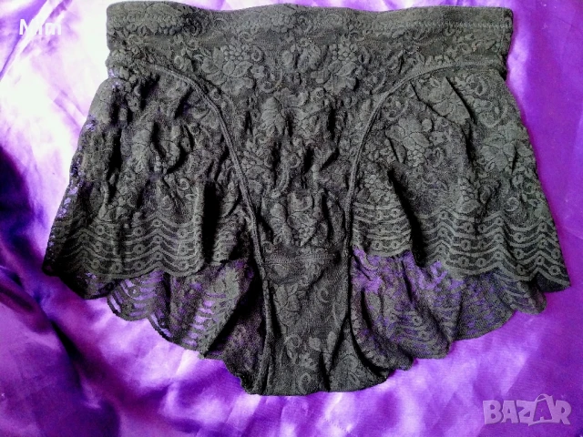 L Черна дантелена бикина с висока талия , снимка 4 - Бельо - 50479383