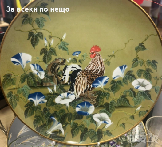 Franklin Mint “ROOSTER & THE MORNING GLORY" Decorative/ Display/ Cabinet Porcelain Plate Код P2150 , снимка 8 - Колекции - 54162251