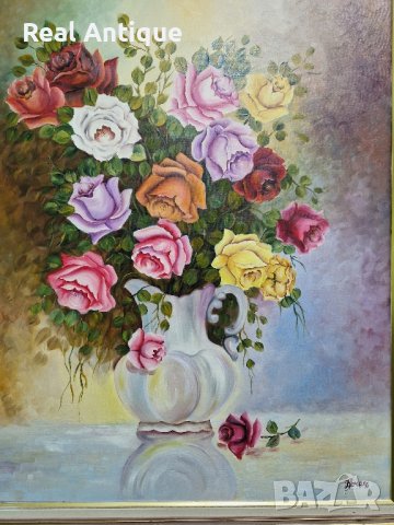 Уникална огромна антикварна авторска майсторска картина масло върху платно , снимка 5 - Картини - 44320939