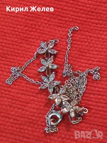 НЕЖНО ФЛОРАЛНО СРЕБЪРНО КОЛИЕ ЦВЕТЯ СРЕБРО 925 с БЯЛА ПОЗЛАТА Нужда от ЛЕК РЕМОНТ на ВЕРИЖКАТА 47974, снимка 13 - Колиета, медальони, синджири - 48952894