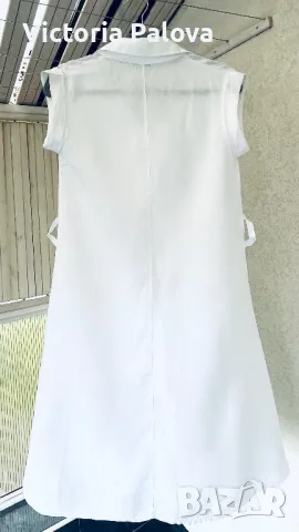 Бяла ленена рокля PIAZZA ROMA Италия, снимка 7 - Рокли - 49875164