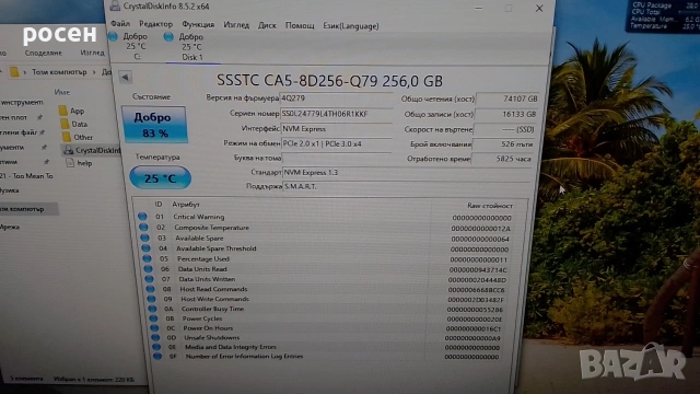 SSD NVMe 256gb SSSTC CA5-8D256-Q79, 3x4, 83%, снимка 10 - Твърди дискове - 54182477