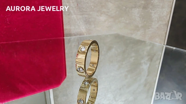 CARTIER Love Gold 6 Diamonds Classic Model Пръстен, снимка 2 - Пръстени - 53006676