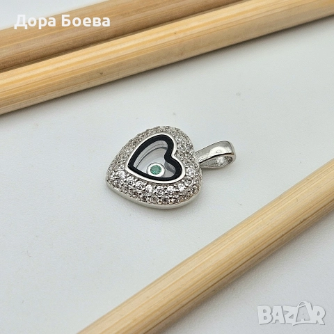 Сребърно съчетание: "Живо Сърце 2", снимка 5 - Колиета, медальони, синджири - 52653516