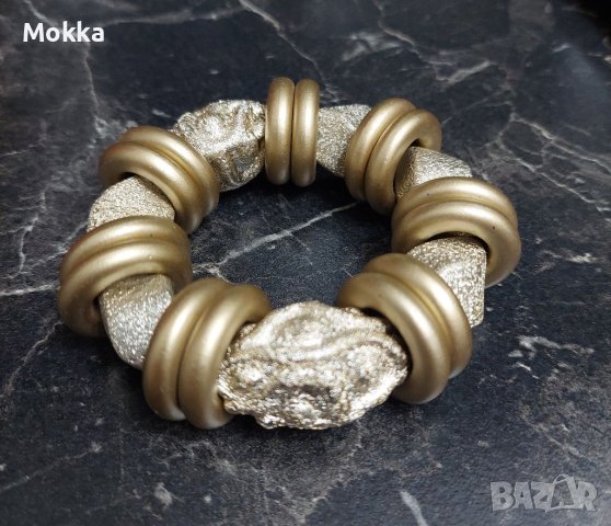 Златиста ластична гривна, снимка 5 - Гривни - 40671674