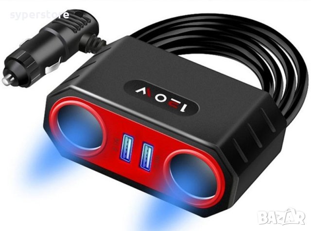 Разклонител 12V 24V зарядно за кола + 2xUSB Digital One SP00530 sk-806 Двоен разклонител 2.1A - USB