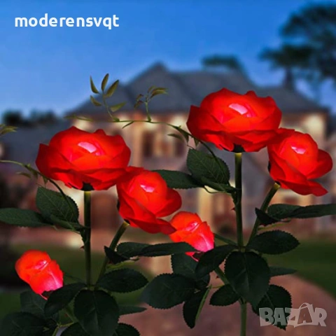 Градинска соларна лампа Роза, снимка 5 - Соларни лампи - 54114162