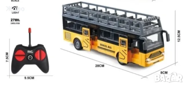 ДЕТСКИ ДВУЕТАЖЕН УЧИЛИЩЕН/ГРАДСКИ АВТОБУС С ЗВУК И СВЕТЛИНА С ДИСТАНЦИОННО УПРАВЛЕНИЕ 132433, снимка 2 - Коли, камиони, мотори, писти - 47498603