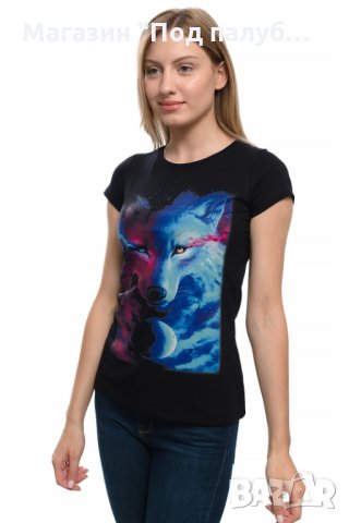 Нова дамска тениска с дигитален печат Вълк, GALAXY WOLF, Серия вълци, снимка 5 - Тениски - 29463595