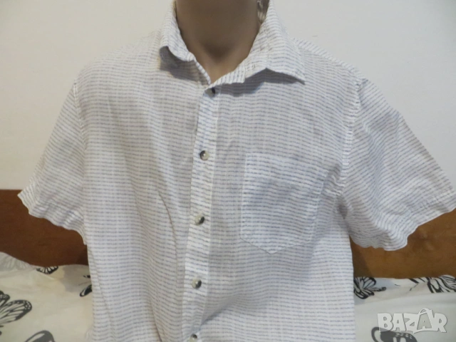 Мъжки ризи с къс ръкав от лен, снимка 4 - Ризи - 54270622