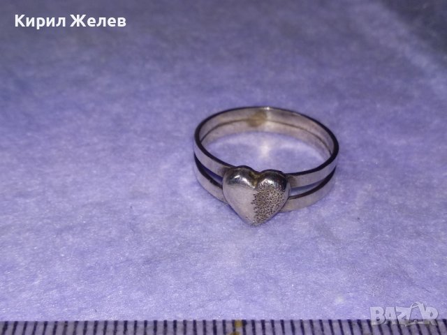 ИЗЯЩЕН СЪРЦЕВИДЕН РОМАНТИЧЕН МАЙСТОРСКИ СРЕБЪРЕН ПРЪСТЕН ВИСОКА ПРОБА СРЕБРО с БЯЛА ПОЗЛАТА 40095, снимка 13 - Пръстени - 42761234