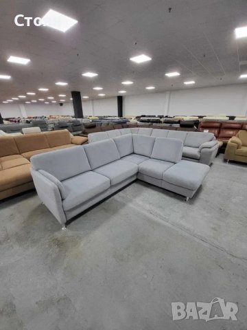 Светло сив ъглов диван от плат с ракла и чекмеджe "LIRIO-S", снимка 1 - Дивани и мека мебел - 39964260