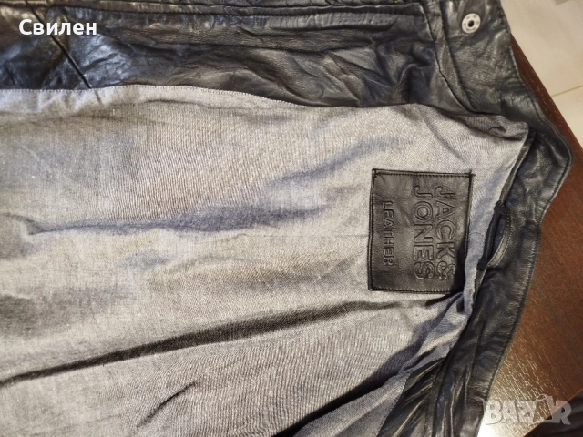 Мъжко кожено яке Jack Jones Leather M, снимка 6 - Якета - 52074335