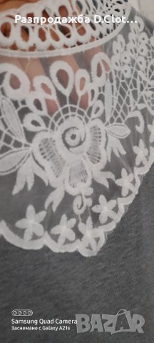 Рипсена блузка с дантела, снимка 6 - Блузи с дълъг ръкав и пуловери - 38230217