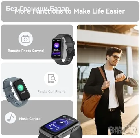 Нов умен Смарт часовник 1.47" Фитнес Тракер Пулсомер Спорт IP68, снимка 7 - Смарт гривни - 49289676