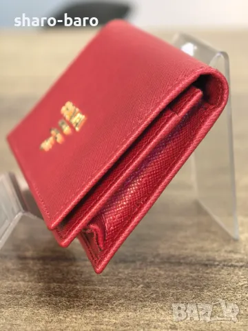 Prada Small Card Case Wallet Red Saffiano , снимка 3 - Портфейли, портмонета - 49383353