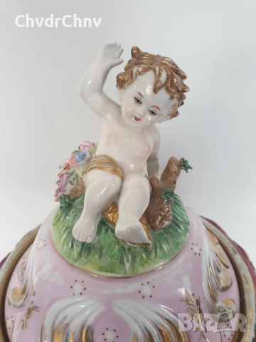 Meissen ваза урна 60см-8кг/голяма стара Майсен порцеланова ваза с капак, снимка 10 - Вази - 52440324