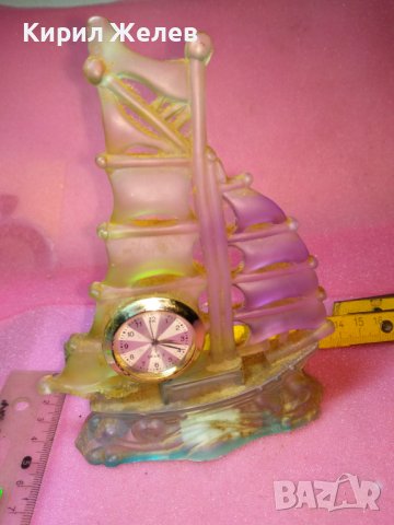 КРАСИВ ФИГУРАЛЕН НАСТОЛЕН КВАРЦОВ ЧАСОВНИК ВЕТРОХОД ПЛАТНОХОД КОРАБ За КОЛЕКЦИЯ ДЕКОР 42889, снимка 11 - Декорация за дома - 44314063