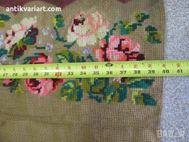 19 век Голям Гоблен ръчно шит зебло и вълнени конци, снимка 7 - Антикварни и старинни предмети - 31664031