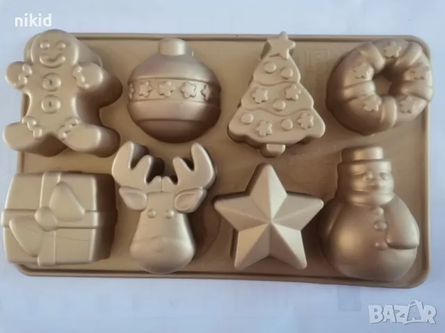8 Коледни Големи фигурки топка елха дълбок силиконов молд форма фондан гипс сапун шоколад декор , снимка 2 - Форми - 47834878