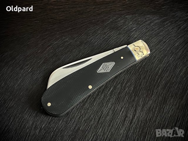 Висококачествен класически сгъваем нож с едно полирано острие. Hawkbill Black Micarta (RR2213), снимка 3 - Ножове - 42699997