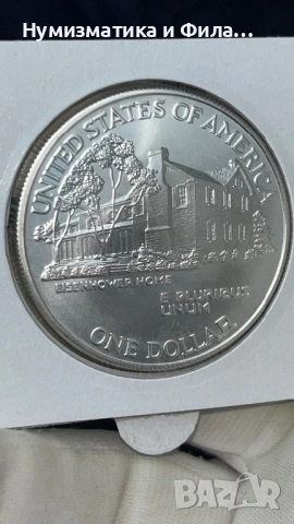 Сребърна монета 1 долар 1990 година, снимка 2 - Нумизматика и бонистика - 52691646