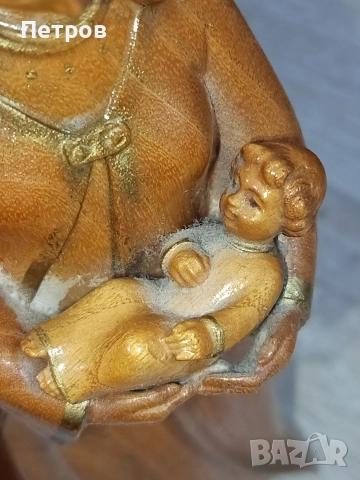 Ръчно резбована дървена фигура"Мадона с младенеца", снимка 6 - Антикварни и старинни предмети - 52817500