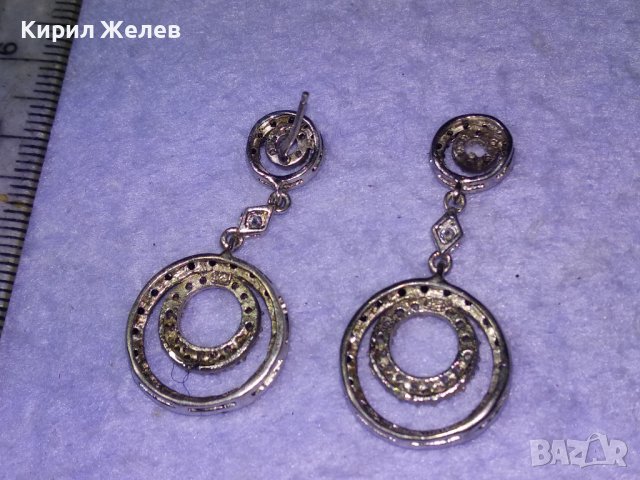 ЕФЕКТНИ ФЕШЪН СРЕБЪРНИ ОБЕЦИ РОДИРАНО СРЕБРО 925 с МАРКАЗИТИ и ЦИРКОНИ Едната е БЕЗ ЗАКАЧАЛКА! 40520, снимка 8 - Обеци - 42929513