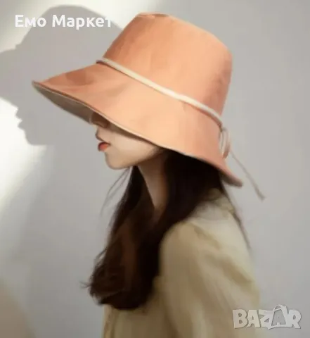 Красива дамска шапка с панделка в модерни нежни цветове, снимка 7 - Шапки - 49518877