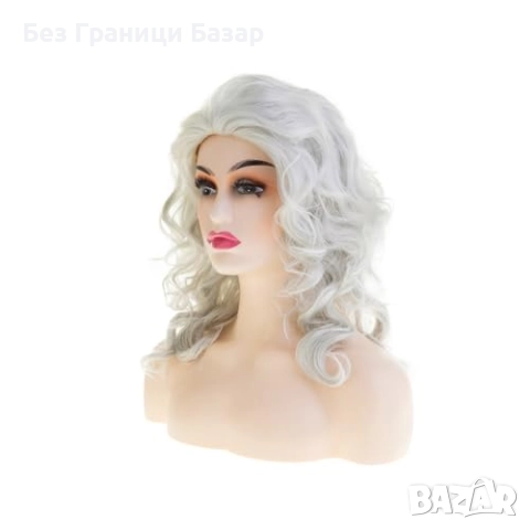Нова коса Вълниста сива перука за парти и косплей – естествен вид и комфорт жени, снимка 5 - Аксесоари за коса - 52134787
