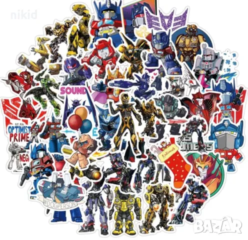 50 БР Трансформерс transformers самозалепващи лепенки стикери за украса декор картонена торта и др, снимка 7 - Други - 37588651