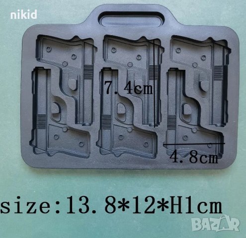 6 пистолета пистолети пистолет оръжие силиконов молд форма фондан шоколад гипс декор, снимка 4 - Форми - 44212535