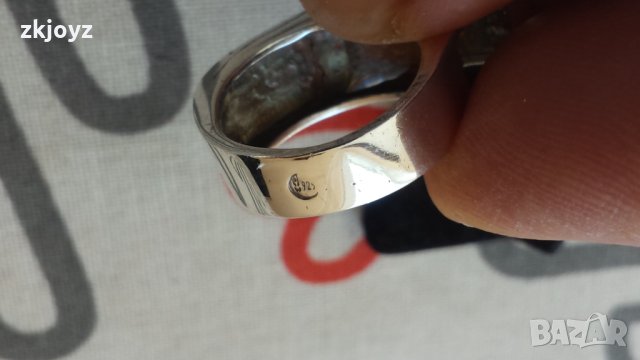 СРЕБЪРЕН ПРЪСТЕН с 6 КАМЪКА от ЗЕЛЕН СЕДЕФ 8.24 ГР. / 925 МАРКИРАН, снимка 2 - Пръстени - 35230402