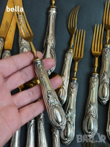 Ексклузивен антикварен десертен сервиз „Solingen“ – Сребро 800, снимка 13 - Антикварни и старинни предмети - 54043349