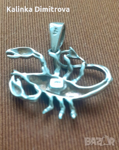 Сребърна висулка-зодия Скорпион., снимка 3 - Колиета, медальони, синджири - 53217727