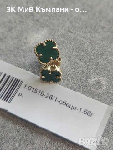 Златни дамски обеци 1.66гр-14к, снимка 2 - Обеци - 54033686