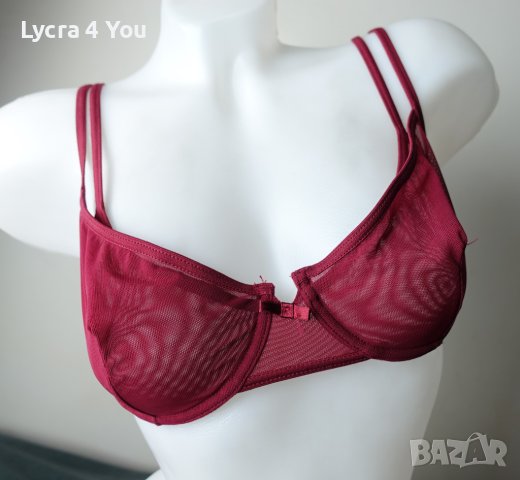 80В сутиен в бордо и двойни тюлени чашки, снимка 5 - Бельо - 40781754