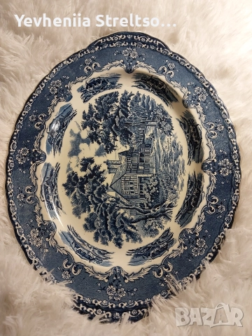 Керамическое блюдо поднос с пейзажем. Англия, снимка 2 - Прибори за хранене, готвене и сервиране - 52851068