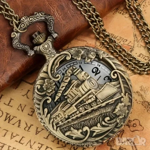 Джобен часовник влак локомотив парен машинист вагони релси железници перон гара, снимка 4 - Джобни - 50949288