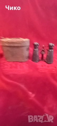 Френски стар бронзов бинокъл със калъф