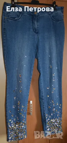 Дънки сини пролетно-летни, с големи камъни; 3XL÷4XL