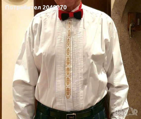 Аngelo Lupico Елегантна Риза 41/42 с Златиста Бродерия и Копчета за Ръкавели на LANKASTER. , снимка 2 - Ризи - 31112314