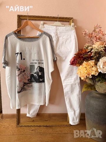 Дамски маркови  дънки и топ, снимка 2 - Дънки - 50861125