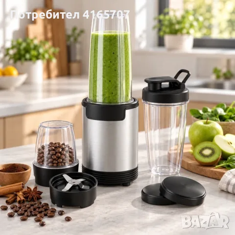Нутриблендер 9 в 1, 900 W, 3 чаши, BPA-free Tritan и To-Go капак, снимка 2 - Блендери - 56130416