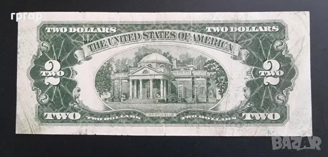 САЩ. Долар.  2 долара .  Червен печат .  1953    година. , снимка 2 - Нумизматика и бонистика - 49060042