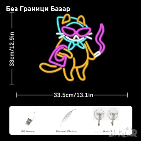 Нова Неонова табела котка LED USB светлина за декорация стена стая дом, снимка 2 - Декорация за дома - 53154669