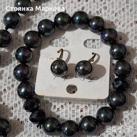 Черни перли-Майорка, снимка 2 - Бижутерийни комплекти - 48418531