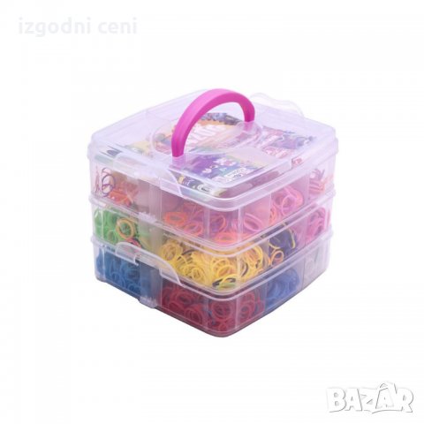 Ластички за плетене в куфарче на 3 етажа и принадлежности за плетене, снимка 1