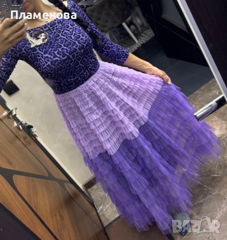 Рокля Djofra Джофра, лилава - one size, снимка 3 - Рокли - 54082276