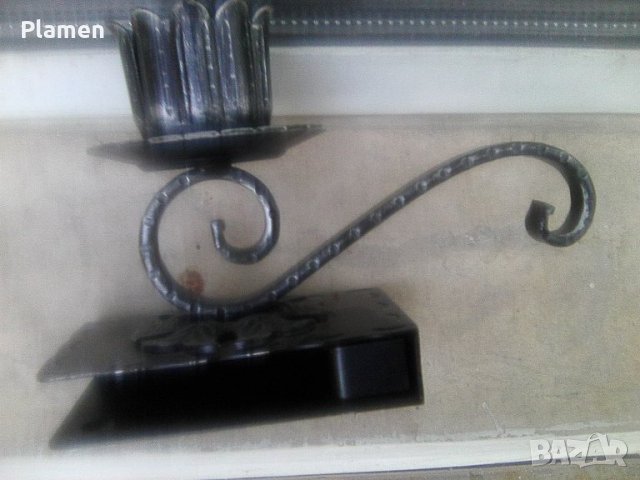 Свещник от ковано желязо с кибрит с дълги клечки, снимка 3 - Други ценни предмети - 37486381